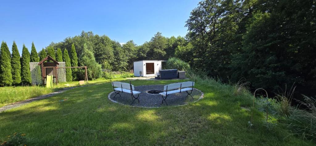 Ogród nad Strugą - szeroka przestrzeń nad rzeką, lato